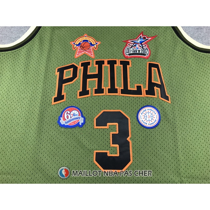 Maillot Philadelphia 76ers Allen Iverson NO 3 Mitchell & Ness 1996-97 Vert